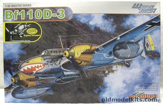 Dragon 1/48 Messerschmitt Bf-110 D-3 - With Engines - 6/ZG76 Greece 1941 / 4/ZG76 Iraq 1941, 5555 plastic model kit